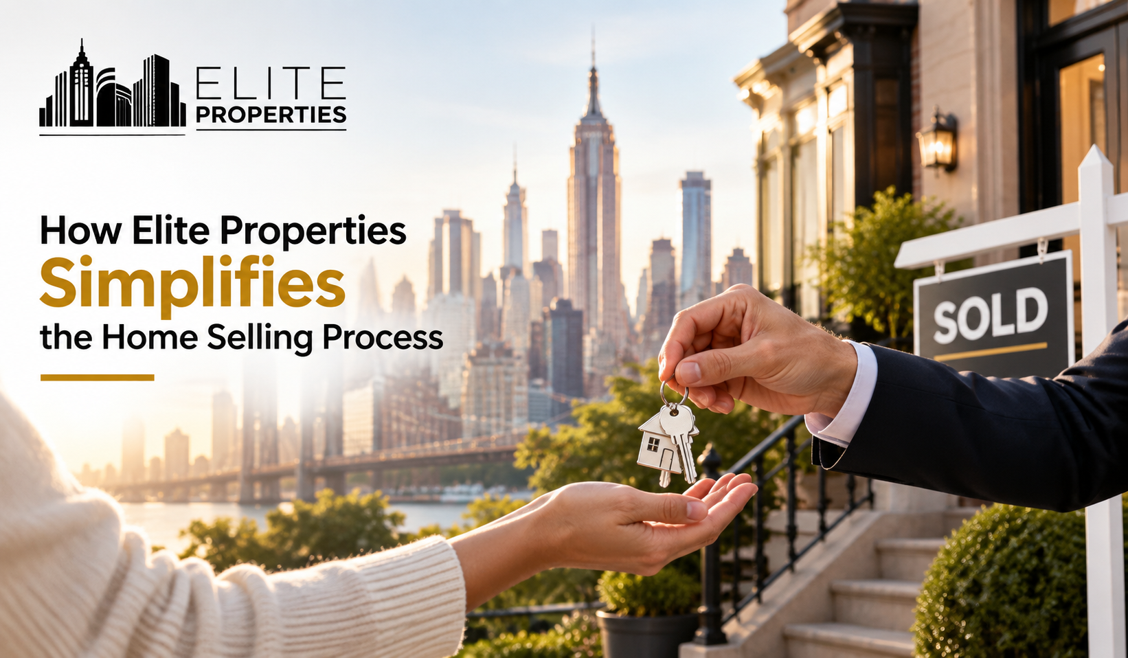 Real estate blog cover image for Elite Properties showing how the company simplifies the home selling process with direct cash offers, no repairs, and faster closings in New York.